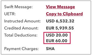 Summary box deductions in two currencies